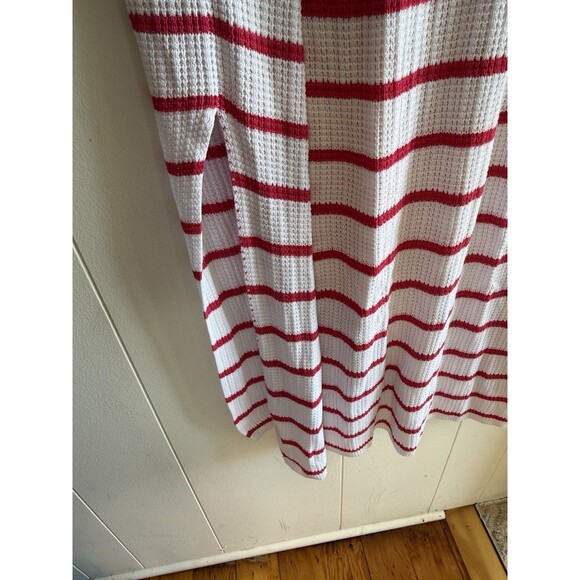 Vintage 70s stripped sport knitted dress with a white collar XL - Picture 4 of 6